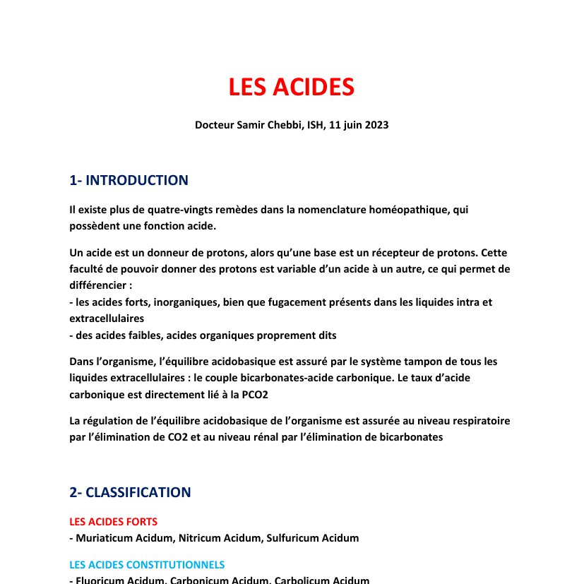 Les Acides (1/2) 1 Les Acides (1/2)