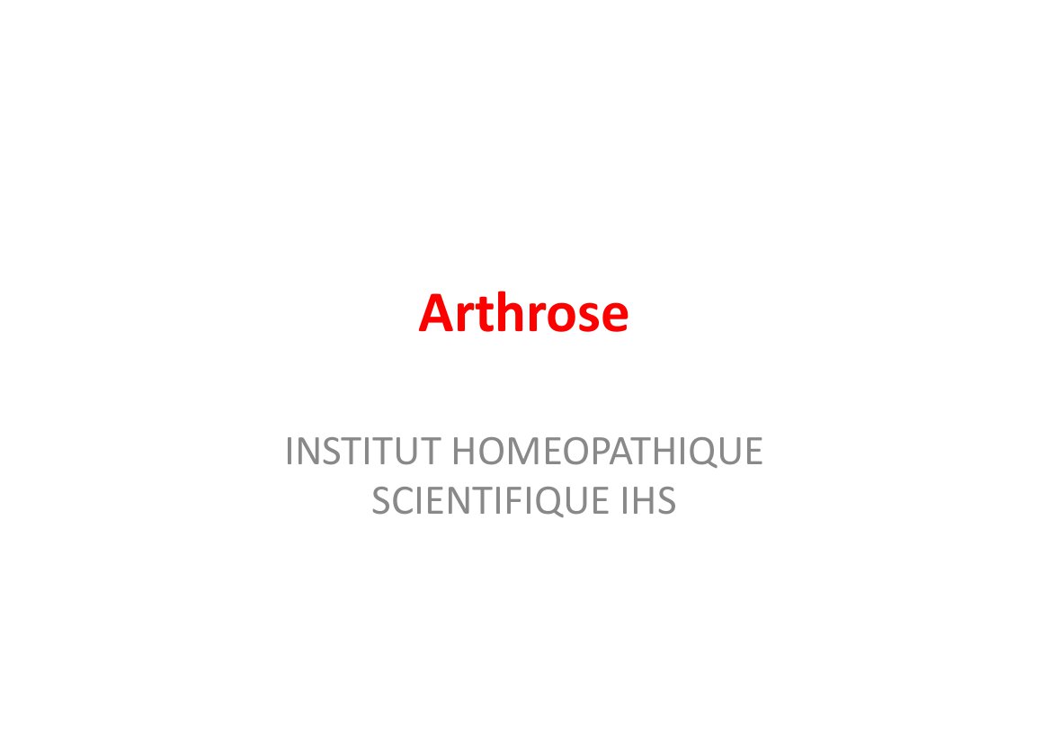 L’arthrose (2/2) 1 L’arthrose (2/2)