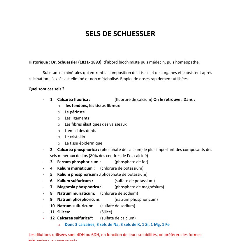 Sels de schüessler 1 Sels de schüessler