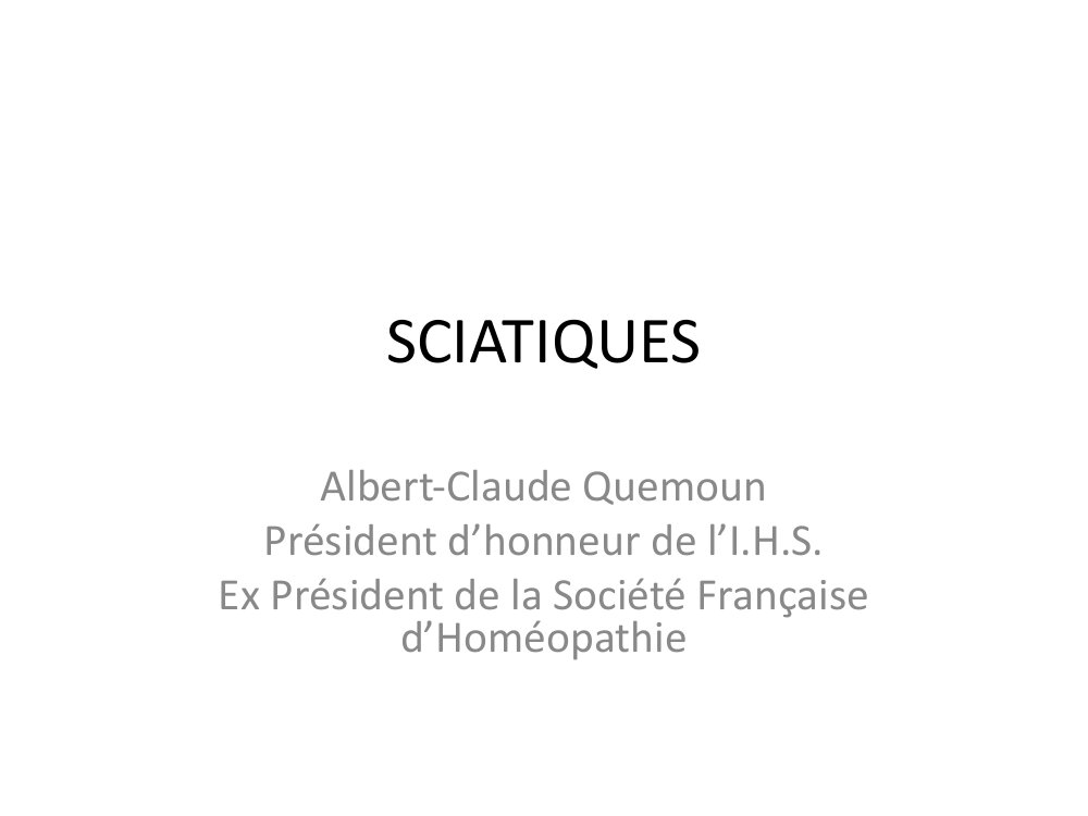 Sciatique 1 Sciatique